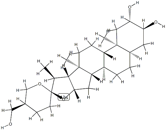(25S)-5β-Spirostane-2β,3α,27-triol Structure