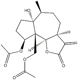 (3aS,9bβ)-3a,4,5,6,6a,7,8,9,9a,9b-Decahydro-9α-acetoxy-9aα-acetoxymethyl-6aβ-hydroxy-6α-methyl-3-methyleneazuleno[4,5-b]furan-2(3H)-one Structure