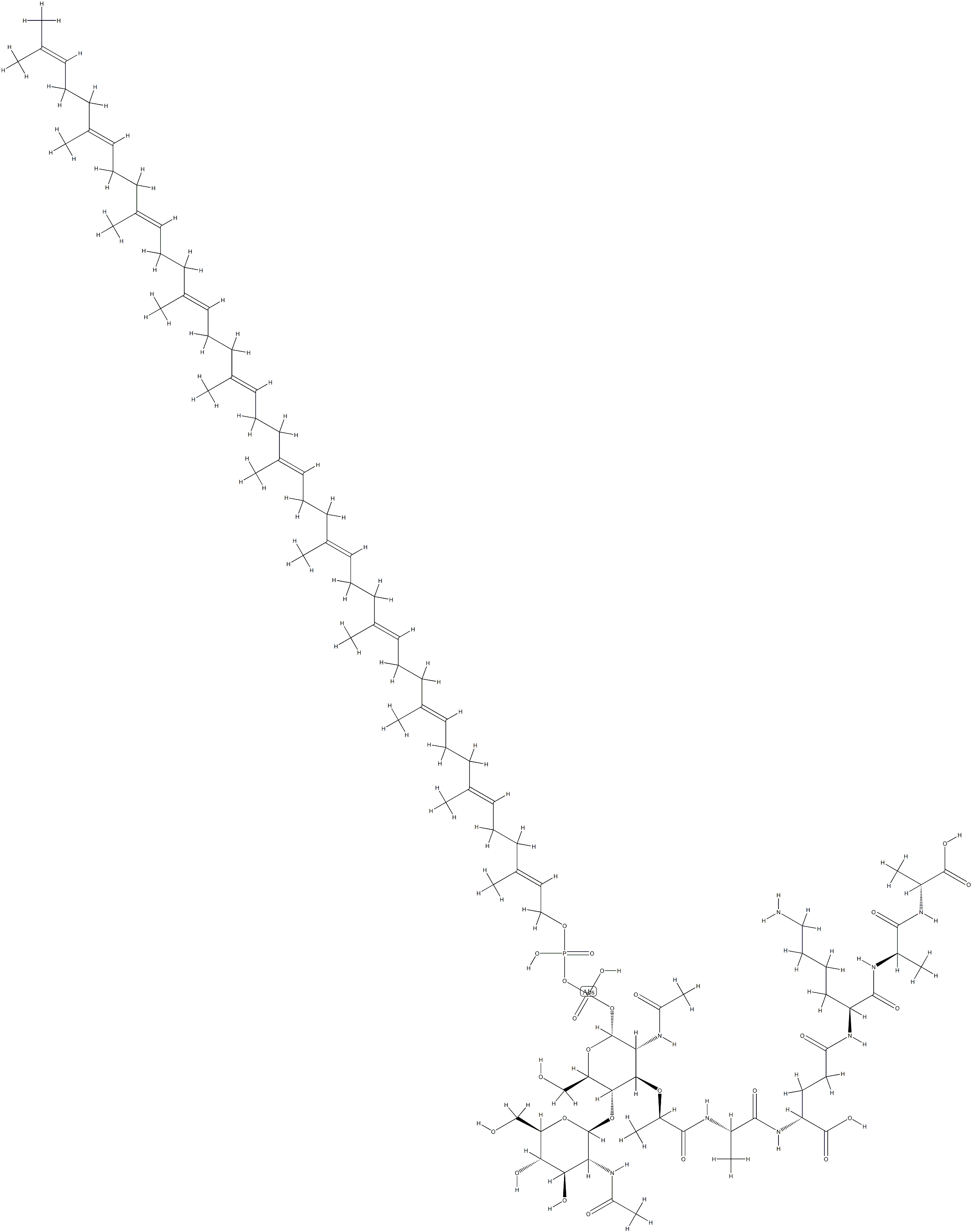 undecaprenyl diphosphate-(N-acetylglucosaminyl)(1-4)-N-acetylmuramoyl pentapeptide Structure
