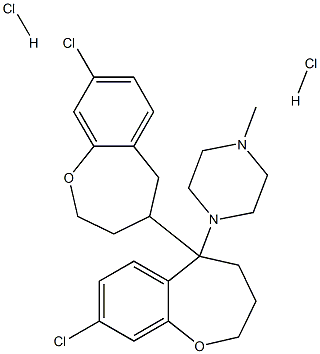 1-[10-chloro-6-(10-chloro-2-oxabicyclo[5.4.0]undeca-8,10,12-trien-5-yl )-2-oxabicyclo[5.4.0]undeca-8,10,12-trien-6-yl]-4-methyl-piperazine di hydrochloride Structure