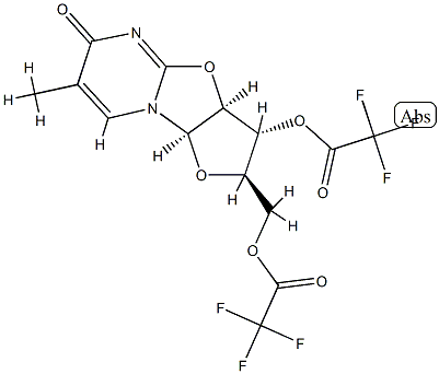 Trifluoroacetic acid [(2R)-2,3,3aβ,9aβ-tetrahydro-7-methyl-6-oxo-3β-[(trifluoroacetyl)oxy]-6H-furo[2',3':4,5]oxazolo[3,2-a]pyrimidin-2α-yl]methyl ester Structure