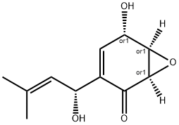 7-Oxabicyclo[4.1.0]hept-3-en-2-one, 5-hydroxy-3-[(1R)-1-hydroxy-3-methyl-2-butenyl]-, (1R,5S,6R)-rel- (9CI) Structure