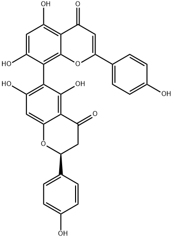 (2S)-2,3-Dihydro-5,5',7,7'-tetrahydroxy-2,2'-bis(4-hydroxyphenyl)-6,8'-bi(4H-1-benzopyran)-4,4'-dione Structure