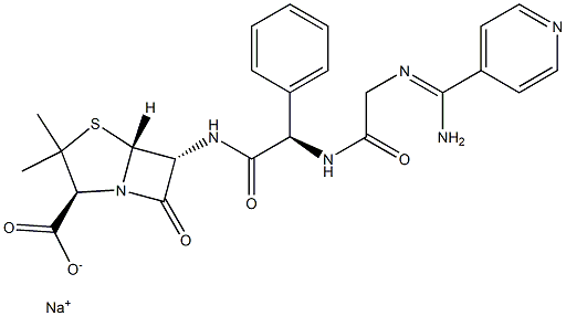 6α-[(R)-2-[2-[(Imino-4-pyridylmethyl)amino]acetylamino]-2-phenylacetylamino]penicillanic acid sodium salt Structure