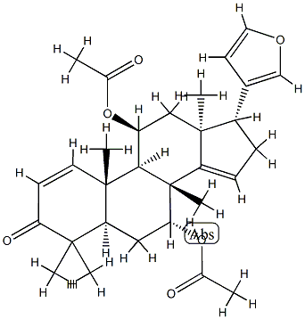 (13α,17α)-7α,11β-Diacetoxy-21,23-epoxy-4,4,8-trimethyl-24-nor-5α-chola-1,14,20,22-tetren-3-one Structure