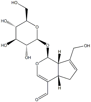 (1S)-1α-(β-D-Glucopyranosyloxy)-1,4aα,5,7aα-tetrahydro-7-hydroxymethyl-cyclopenta[c]pyran-4-carbaldehyde Structure