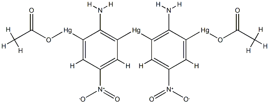 Bis[2-amino-3-acetoxymercurio(II)-5-nitrophenyl]mercury(II) Structure