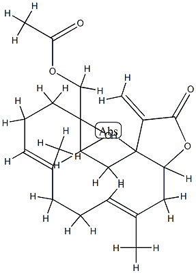 1a-Acetoxymethyl-2,3,6,7,10,10a,13,13a,14,14a-decahydro-5,9-dimethyl-13-methyleneoxireno[4,5]cyclotetradeca[1,2-b]furan-12(1aH)-one Structure