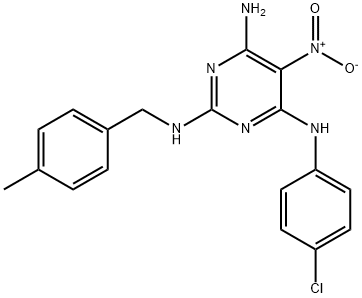 N~4~-(4-chlorophenyl)-N~2~-(4-methylbenzyl)-5-nitropyrimidine-2,4,6-triamine Structure