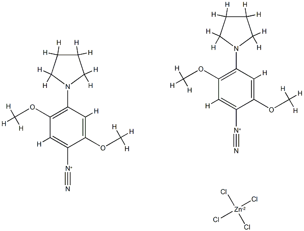 Bis[2,5-dimethoxy-4-(1-pyrrolidinyl)benzenediazonium] (T-4)-tetrachlorozincate Structure