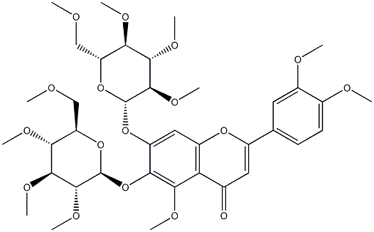 2-(3,4-Dimethoxyphenyl)-5-methoxy-6,7-bis[(2-O,3-O,4-O,6-O-tetramethyl-β-D-glucopyranosyl)oxy]-4H-1-benzopyran-4-one Structure