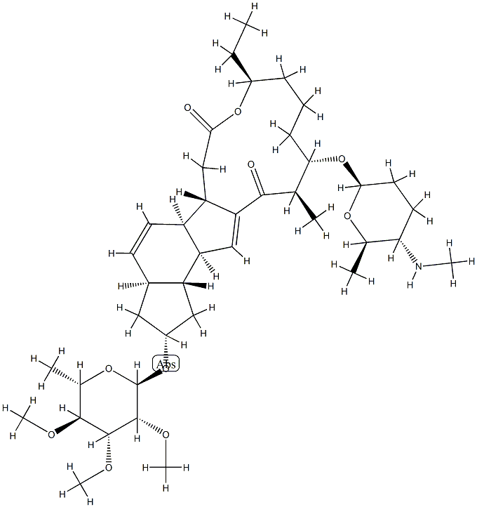 1H-as-Indaceno3,2-doxacyclododecin-7,15-dione, 2-(6-deoxy-2,3,4-tri-O-methyl-.alpha.-L-mannopyranosyl)oxy-9-ethyl-2,3,3a,5a,5b,6,9,10,11,12,13,14,16a,16b-tetradecahydro-14-methyl-13-(2R,5S,6R)-tetrahydro-6-methyl-5-(methylamino)-2H-pyran-2-yloxy-, (2R,3aS Structure