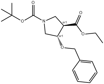 (3R,4S)-rel-4-Benzyloxypyrrolidine-1,3-dicarboxylic acid 1-tert-butyl 3-ethyl ester Structure