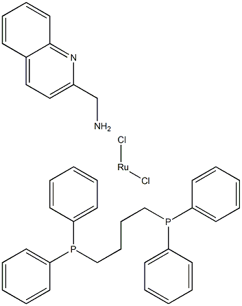 cis-Dichloro[(2-quinoline-methanamine)-1,4-bis(diphenylphosphino)butane] ruthenium(II) Structure