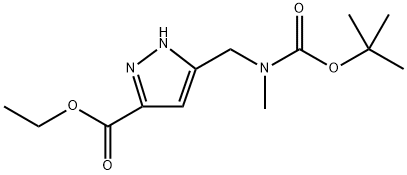ethyl 3-(((tert-butoxycarbonyl)(methyl)amino)methyl)-1H-pyrazole-5-carboxylate Structure