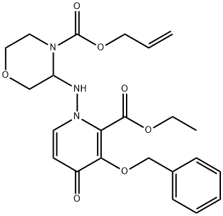 Allyl 3-((3-(benzyloxy)-2-(ethoxycarbonyl)-4-oxopyridin-1(4H)-yl)amino)morpholine-4-carboxylate Structure