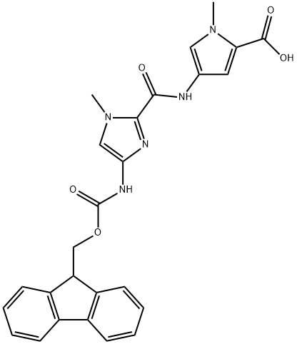 4-[[[4-[(9-fluorenylmethoxycarbonyl)amino]-1-methylimidazol-2-yl]carbonyl]amino]-1-methylpyrrole-2-carboxylic acid Structure