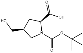 (4S)-1-(tert-butoxycarbonyl)-4-(hydroxymethyl)-L-proline Structure