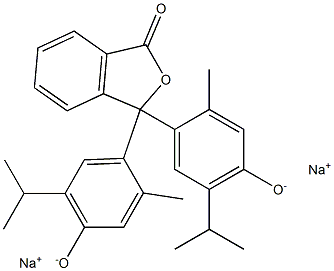 1(3H)-Isobenzofuranone,3,3-bis[4-hydroxy-2-methyl-5-(1-methylethyl)phenyl]-,disodiumsalt Structure