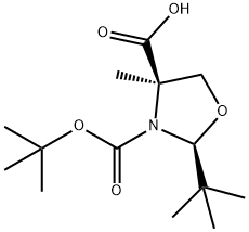 (2S,4R)-3-(tert-butoxycarbonyl)-2-tert-butyl-4-methyloxazolidine-4-carboxylic acid Structure