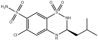 2H-1,2,4-Benzothiadiazine-7-sulfonamide, 6-chloro-3,4-dihydro-3-(2-methylpropyl)-, 1,1-dioxide, (3S)- Structure
