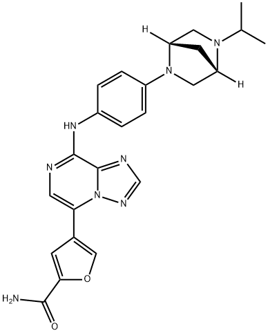 2-Furancarboxamide, 4-[8-[[4-[(1S,4S)-5-(1-methylethyl)-2,5-diazabicyclo[2.2.1]hept-2-yl]phenyl]amino][1,2,4]triazolo[1,5-a]pyrazin-5-yl]- Structure