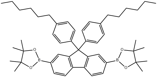 4. 2,2'-(9,9-bis(4-hexylphenyl)-9H-fluorene-2,7-diyl)bis(4,4,5,5-tetramethyl-1,3,2-dioxaborolane) Structure