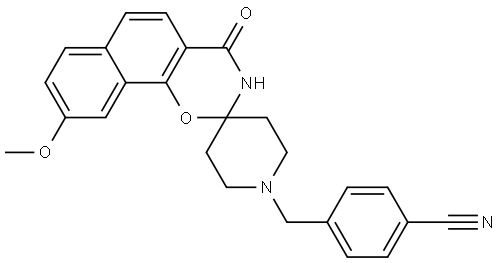 Benzonitrile, 4-[(3,4-dihydro-9-methoxy-4-oxospiro[2H-naphth[2,1-e]-1,3-oxazine-2,4'-piperidin]-1'-yl)methyl]- Structure