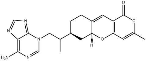 CP2  monohydrate,  (5aS,7S)-7-[2-(6-Amino-3H-purin-3-yl)-1-methylethyl]-5a,6,8,9-tetrahydro-3-methyl-1H,7H-pyrano[4,3-b]benzopyran-1-one  monohydrate Structure