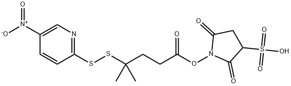 Pentanoic acid, 4-methyl-4-[(5-nitro-2-pyridinyl)dithio]-, 2,5-dioxo-3-sulfo-1-pyrrolidinyl ester Structure