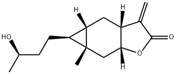 2H-Cyclopropa[f]benzofuran-2-one, octahydro-5-[(3R)-3-hydroxybutyl]-5a-methyl-3-methylene-, (3aR,4aS,5S,5aR,6aR)- Structure
