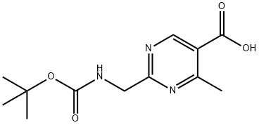 2-({[(tert-butoxy)carbonyl]amino}methyl)-4-methyl
pyrimidine-5-carboxylic acid Structure