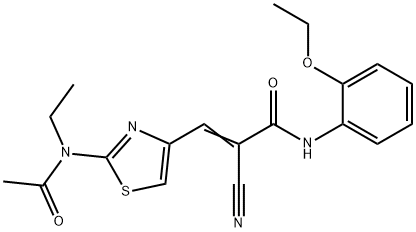 2-cyano-N-(2-ethoxyphenyl)-3-[2-(N-ethylacetamid o)-1,3-thiazol-4-yl]prop-2-enamide Structure