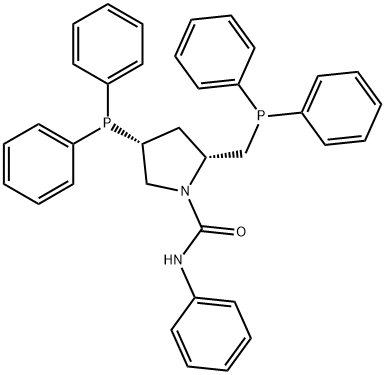 (2R,4R)-4-(diphenylphosphanyl)-2-((diphenylphosphanyl)methyl)-N-phenylpyrrolidine-1-carboxamide Structure
