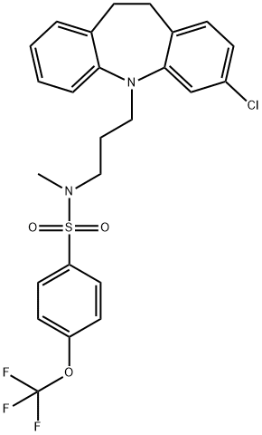 Benzenesulfonamide, N-[3-(3-chloro-10,11-dihydro-5H-dibenz[b,f]azepin-5-yl)propyl]-N-methyl-4-(trifluoromethoxy)- Structure