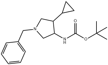 Carbamic acid, [4-cyclopropyl-1-(phenylmethyl)-3-pyrrolidinyl]-, 1,1-dimethylethyl ester (9CI) Structure