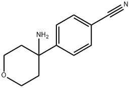 Benzonitrile, 4-(4-aminotetrahydro-2H-pyran-4-yl)- Structure