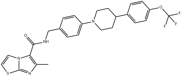 Imidazo[2,1-b]thiazole-5-carboxamide, 6-methyl-N-[[4-[4-[4-(trifluoromethoxy)phenyl]-1-piperidinyl]phenyl]methyl]- Structure