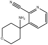 2-Pyridinecarbonitrile, 3-(4-aminotetrahydro-2H-pyran-4-yl)- Structure