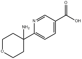 3-Pyridinecarboxylic acid, 6-(4-aminotetrahydro-2H-pyran-4-yl)- Structure