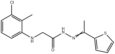 2-[(3-chloro-2-methylphenyl)amino]-N'-[1-(2-thienyl)ethylidene]acetohydrazide (non-preferred name) Structure