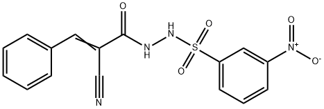2-cyano-N'-(3-nitrobenzenesulfonyl)-3-phenylprop -2-enehydrazide Structure
