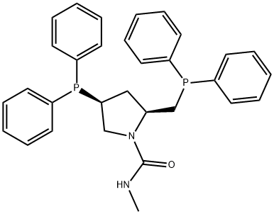 (2S,4S)-4-(diphenylphosphanyl)-2-((diphenylphosphanyl)methyl)-N-methylpyrrolidine-1-carboxamide Structure