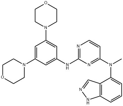 2,4-Pyrimidinediamine, N2-(3,5-di-4-morpholinylphenyl)-N4-1H-indazol-4-yl-N4-methyl- Structure