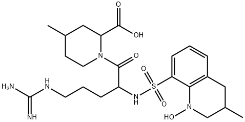 2-Piperidinecarboxylic acid, 1-[5-[(aminoiminomethyl)amino]-1-oxo-2-[[(1,2,3,4-tetrahydro-1-hydroxy-3-methyl-8-quinolinyl)sulfonyl]amino]pentyl]-4-methyl- Structure