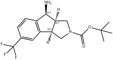 Indeno[1,2- c ]pyrrole-2(1 H )-carboxylic acid, 8-
amino-3,3a,8,8a-tetrahydro-5-(trifluoromethyl)-,
1,1-dimethylethyl ester, (3aR ,8S ,8aR )- rel - Structure