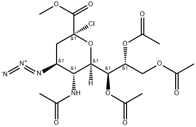 β-Neuraminic acid, N-acetyl-4-azido-2-chloro-2,4-dideoxy-, methyl ester, 7,8,9-triacetate Structure