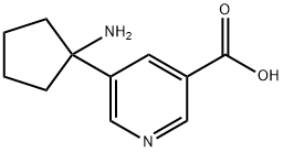 3-Pyridinecarboxylic acid, 5-(1-aminocyclopentyl)- Structure