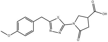 3-Pyrrolidinecarboxylic acid, 1-[5-[(4-methoxyphenyl)methyl]-1,3,4-thiadiazol-2-yl]-5-oxo- Structure
