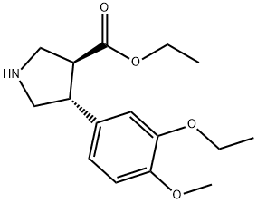 ethyl trans-4-(3-ethoxy-4-methoxyphenyl)pyrrolidine-3-carboxylate hydrochloride Structure